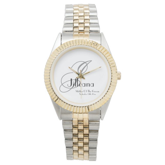 Wedding Mother Of The Groom Gift Monogram Chic  Watch (Front)