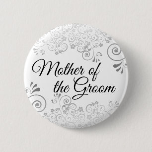 Wedding Mother of the Groom Silver Frilly Curls Button