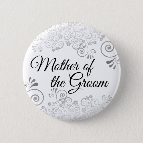 Wedding Mother of the Groom Silver Frilly Curls Button