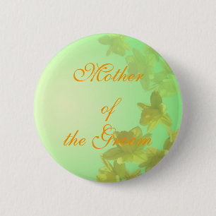 wedding mother of the groom  yellow tulip flowers pinback button