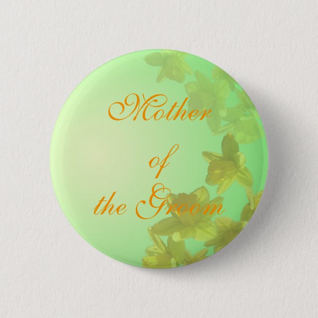 wedding mother of the groom  yellow tulip flowers pinback button (Front)
