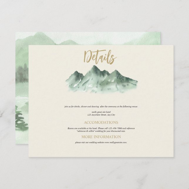Wedding Mountains Enclosure Card (Front/Back)
