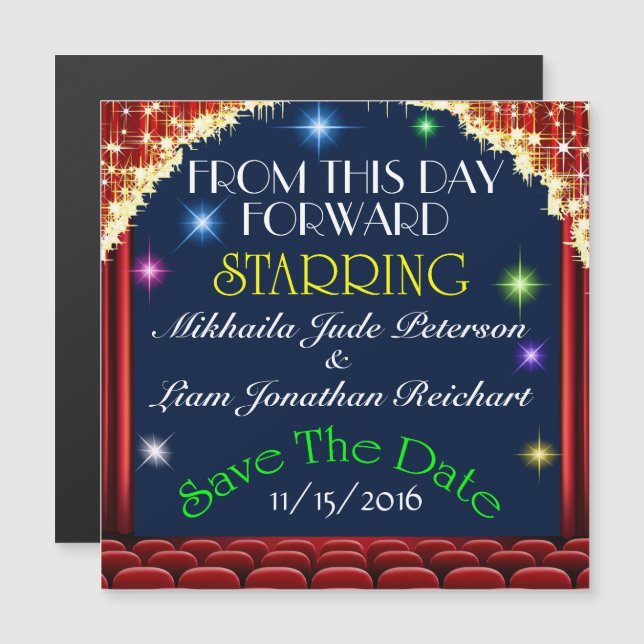 Wedding Movie Theater Save the Date Magnet (Front/Back)