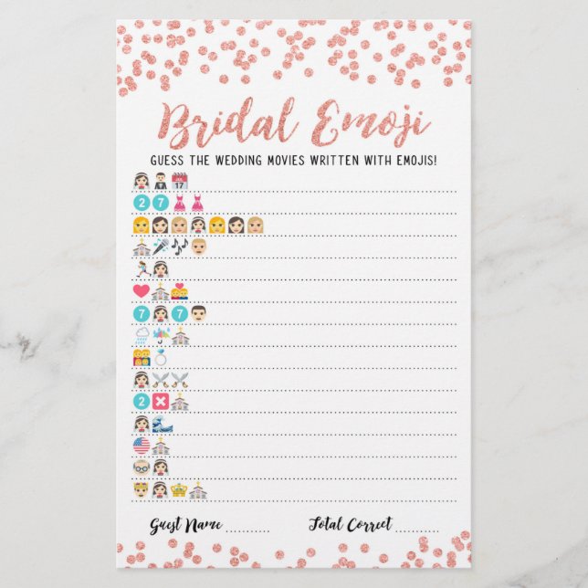 Wedding movies emoji with Answers Bridal shower (Front)