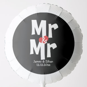 Wedding Mr And Mr Personalized Red Heart Detail Balloon