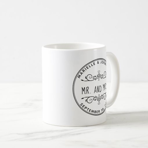 Wedding Mr. And Mrs. Couple Monogrammed Names Coffee Mug | Zazzle