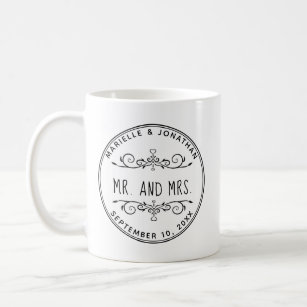 Wedding Mr. And Mrs. Couple Monogrammed Names Coffee Mug
