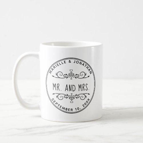 Wedding Mr And Mrs Couple Monogrammed Names Coffee Mug