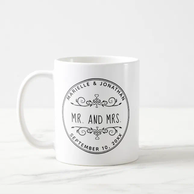 Wedding Mr. And Mrs. Couple Monogrammed Names Coffee Mug | Zazzle