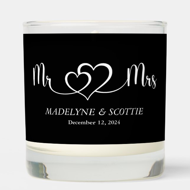 Wedding Mr and Mrs Elegant Script Scented Candle (Front)
