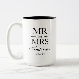 Wedding Mr. and Mrs. Large Two-Tone Coffee Mug