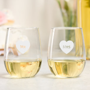 Wedding Mr and Mrs Love Heart Glasses