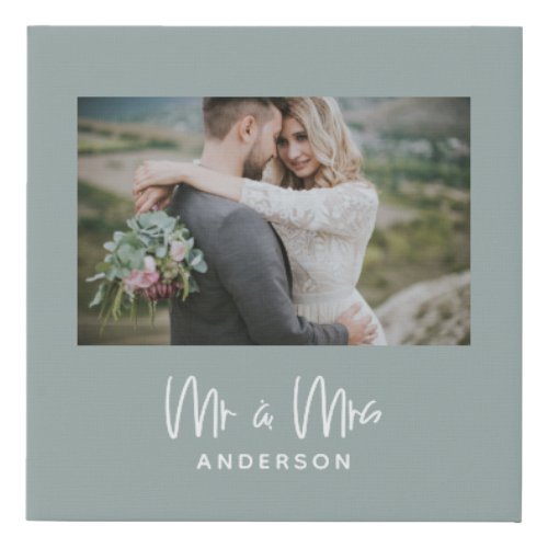 Wedding Mr and Mrs photo favor gift Faux Canvas Print