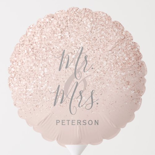 Wedding Mr and Mrs Rose gold glitter blush pink Balloon