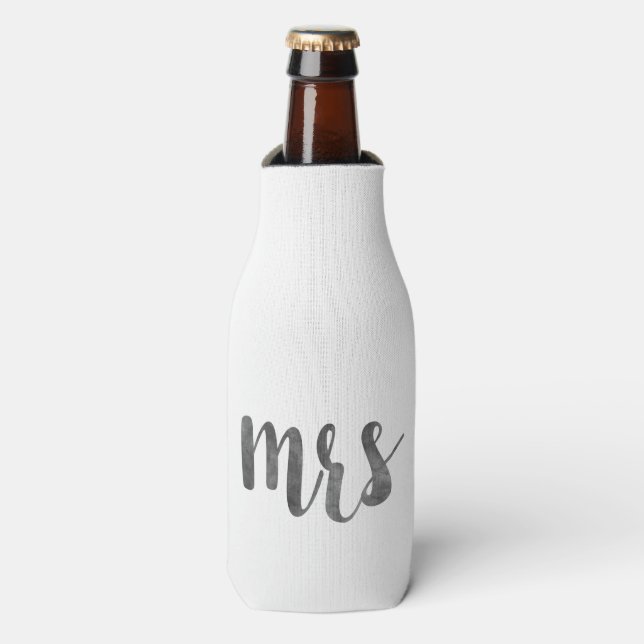 Wedding Mr. & Mrs. bride groom Bottle Cooler (Bottle Front)