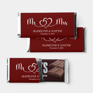 Wedding Mr & Mrs Calligraphy  Heart Script  Hershe Hershey Bar Favors