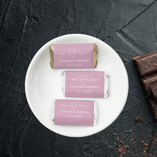 Wedding Mr Mrs heart typography dusty rose pink Hershey's Miniatures