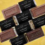 Wedding Mr Mrs heart typography names black white Hershey's Miniatures<br><div class="desc">Black background,  white text.  With the text mr and mrs with a heart.  Personalize and add your family name and the wedding date.</div>