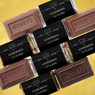 Wedding Mr Mrs heart typography names black white Hershey's Miniatures