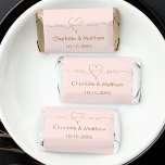 Wedding Mr Mrs heart typography names blush gold Hershey's Miniatures<br><div class="desc">Blush pink,  rose gold background,  golden text.  With the text mr and mrs with a heart.  Personalize and add your names and the wedding date.</div>