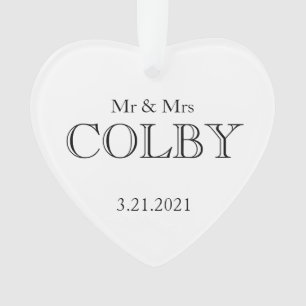 Wedding MR&MRS NAME DATE VERSE Love Keepsake Ornament