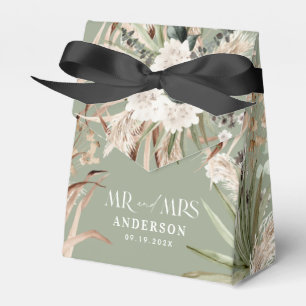 Wedding Mr Mrs pampas eucalyptus modern boho party Favor Boxes