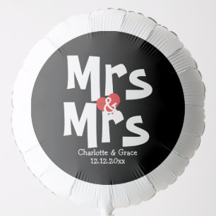 Wedding Mrs And Mrs Personalized Red Heart Detail Balloon
