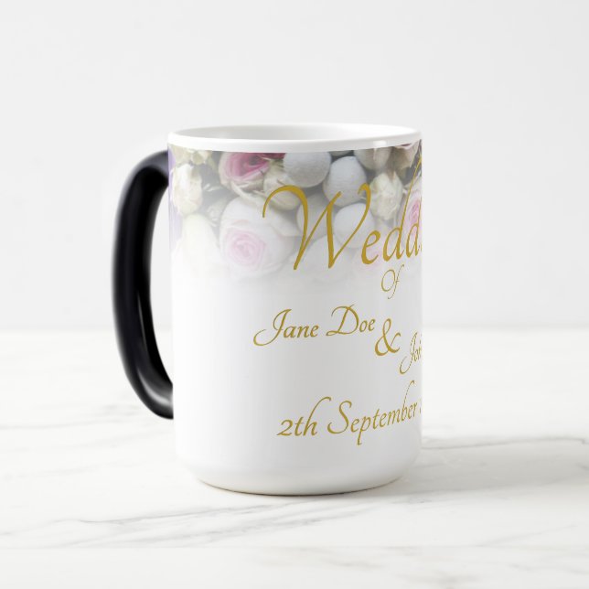 Wedding Mug - Bride with colorful wedding bouquet (Front Left)