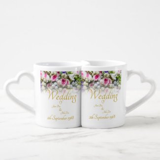 Wedding Mug - Bride with colorful wedding bouquet