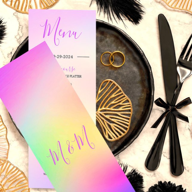Wedding Multi Color Tie Dye Modern Monogram Menu (Creator Uploaded)