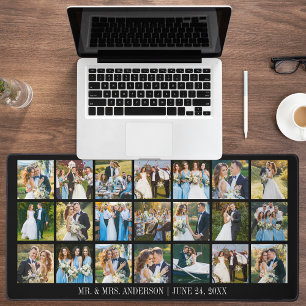 Wedding Multi Photo Collage - Choose Your Color Desk Mat