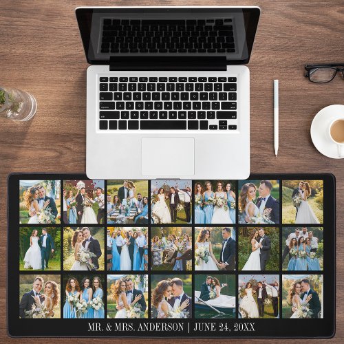 Wedding Multi Photo Collage _ Choose Your Color Desk Mat
