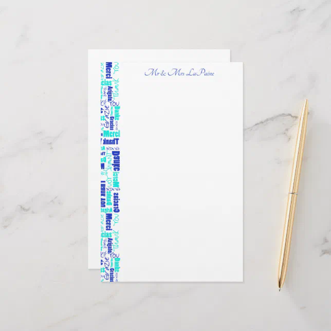 Wedding Multilingual Thank You Typography Border Stationery | Zazzle