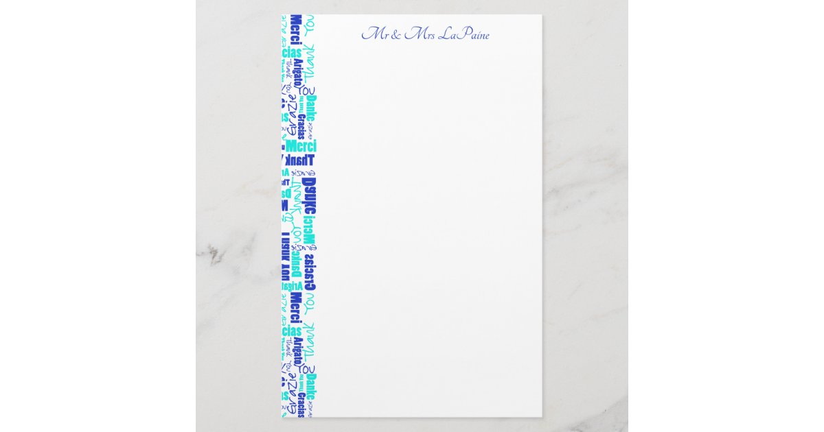 Wedding Multilingual Thank You Typography Border Stationery | Zazzle.com