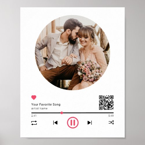 Wedding Music QR Code Couple Anniversary Photo Poster
