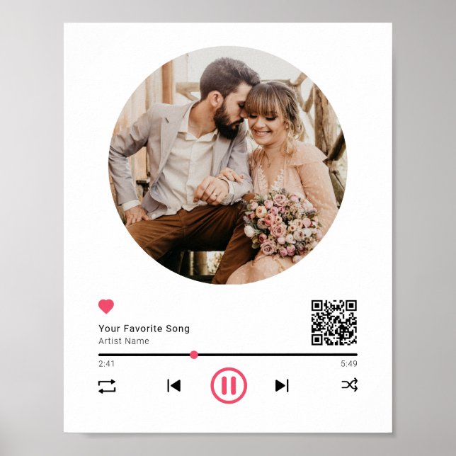 Wedding Music QR Code Couple Anniversary Photo Poster (Front)