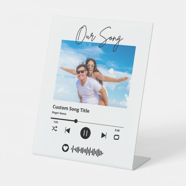 Wedding Music Scannable Code Our Song Pedestal Sign (Front)