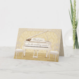 Wedding Music You with White and Gold Piano Thank You Card