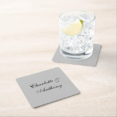Wedding Name Classical Handwriting Design Square Paper Coaster (Insitu)