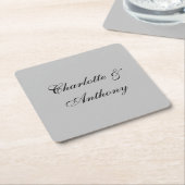 Wedding Name Classical Handwriting Design Square Paper Coaster (Angled)