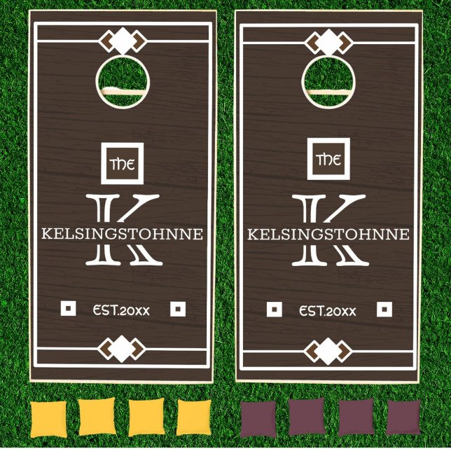 Wedding Name Rustic Wood Monogram Farmhouse Custom Cornhole Set (Creator Uploaded)