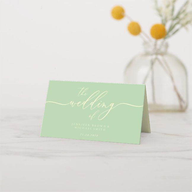 Wedding Name Simple Pistachio & Cream Place Card