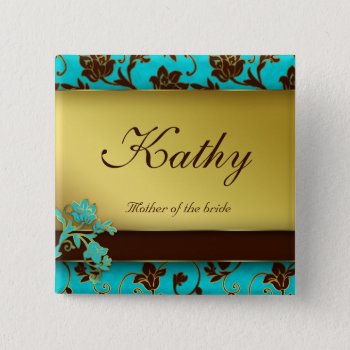 Wedding Name Tag Button Gold Floral Bb 2 by WeddingShop88 at Zazzle