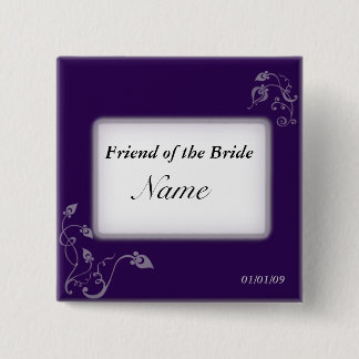 Wedding name tag - Puple vines Pinback Button