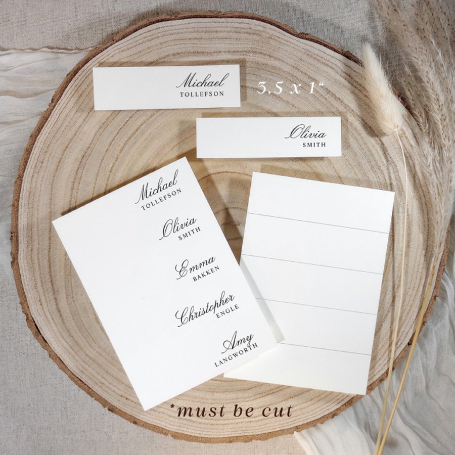 Wedding Name Tags for Menus 3.5 x 1 Script Cards