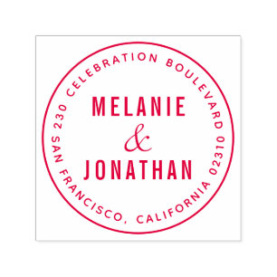 Wedding Names Create Your Own Round Return Address Self-inking Stamp