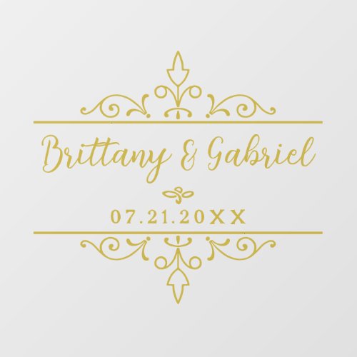 Wedding Names Date Border Flourish Gold or Custom Floor Decals