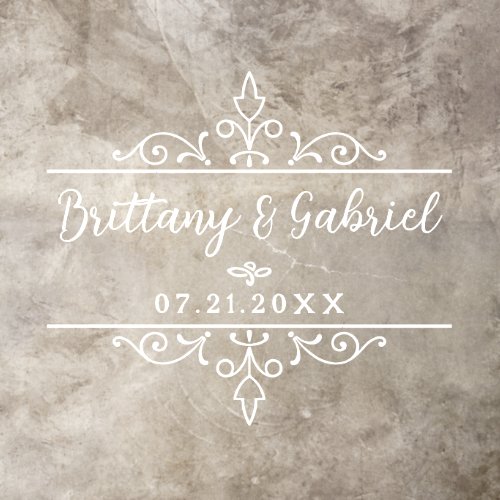 Wedding Names Date Border Flourish White or Custom Floor Decals