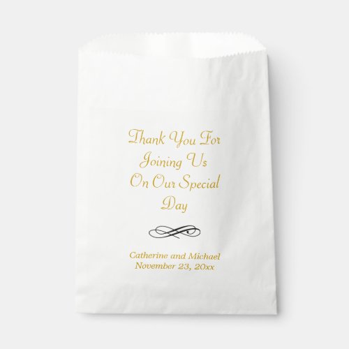 Wedding Names Date Custom Thank You Favor Gold Favor Bag