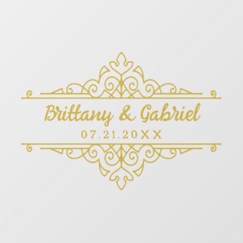 Wedding Names Date Elegant Border Gold or Custom Floor Decals